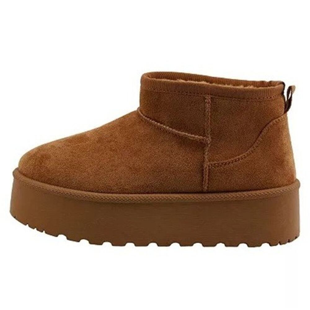 Olivia & Kate Big Girls 3 Medium Boots Brown Faux Suede Sherpa Lining Flat Heel - Picture 2 of 7